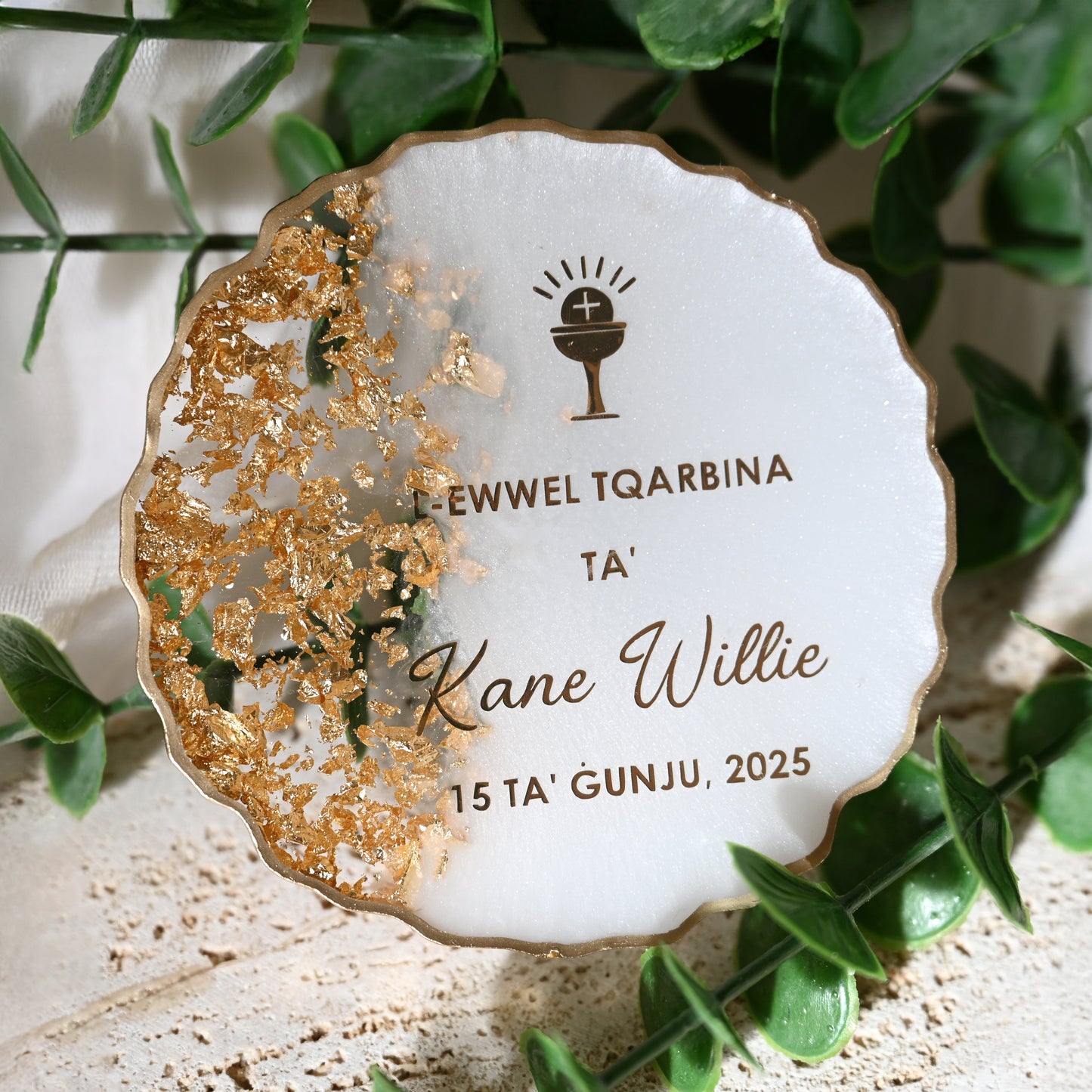 10cm Resin Coasters | Personalised Keepsakes | Organza Bags