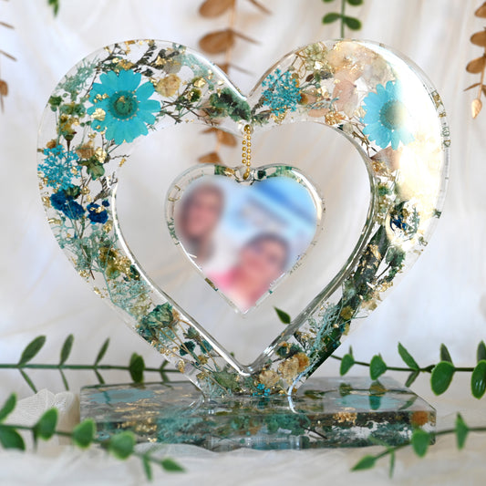 Personalised Heart Photo Keepsake | Dried Flower Edition
