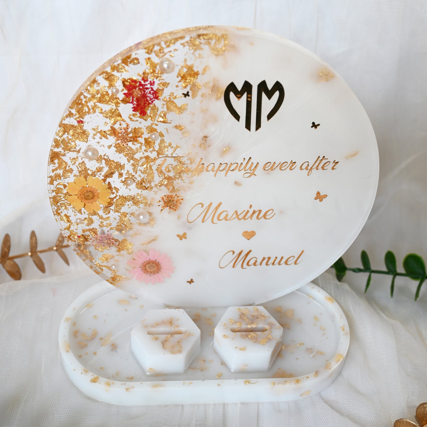 Personalised Wedding Resin Frame | Jewellery Tray & Ring Holders