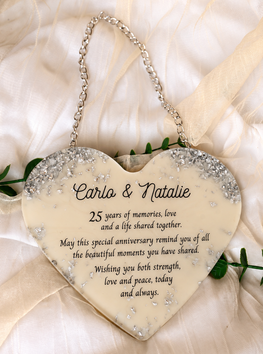 Personalised Heart Resin Frame | Hanging Chain Included