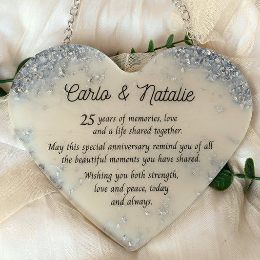 Personalised Heart Resin Frame | Hanging Chain Included