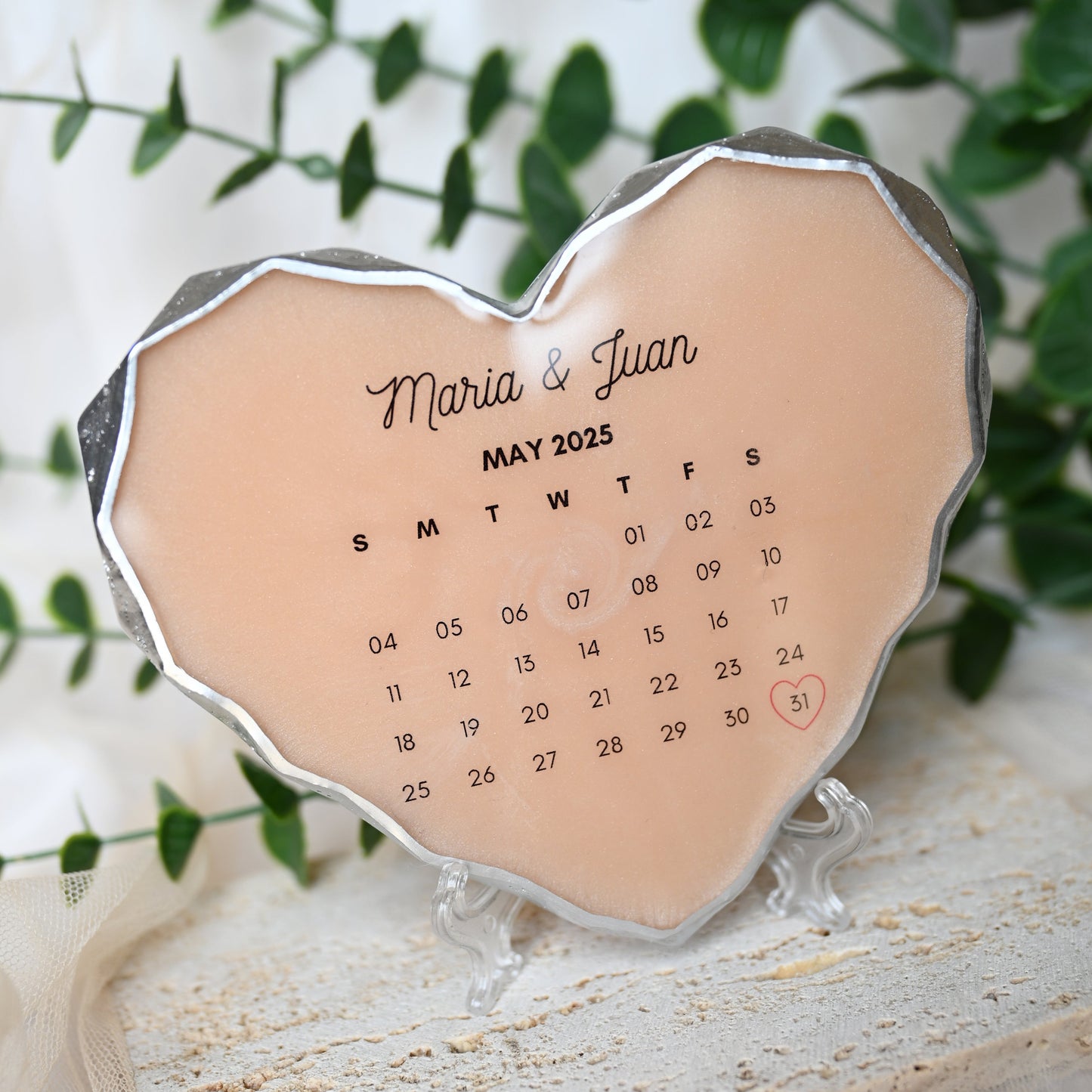 Personalised Calendar Heart | With Stand & Gift Box