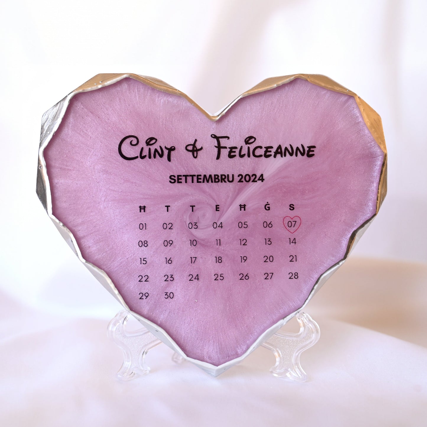 Personalised Calendar Heart | With Stand & Gift Box