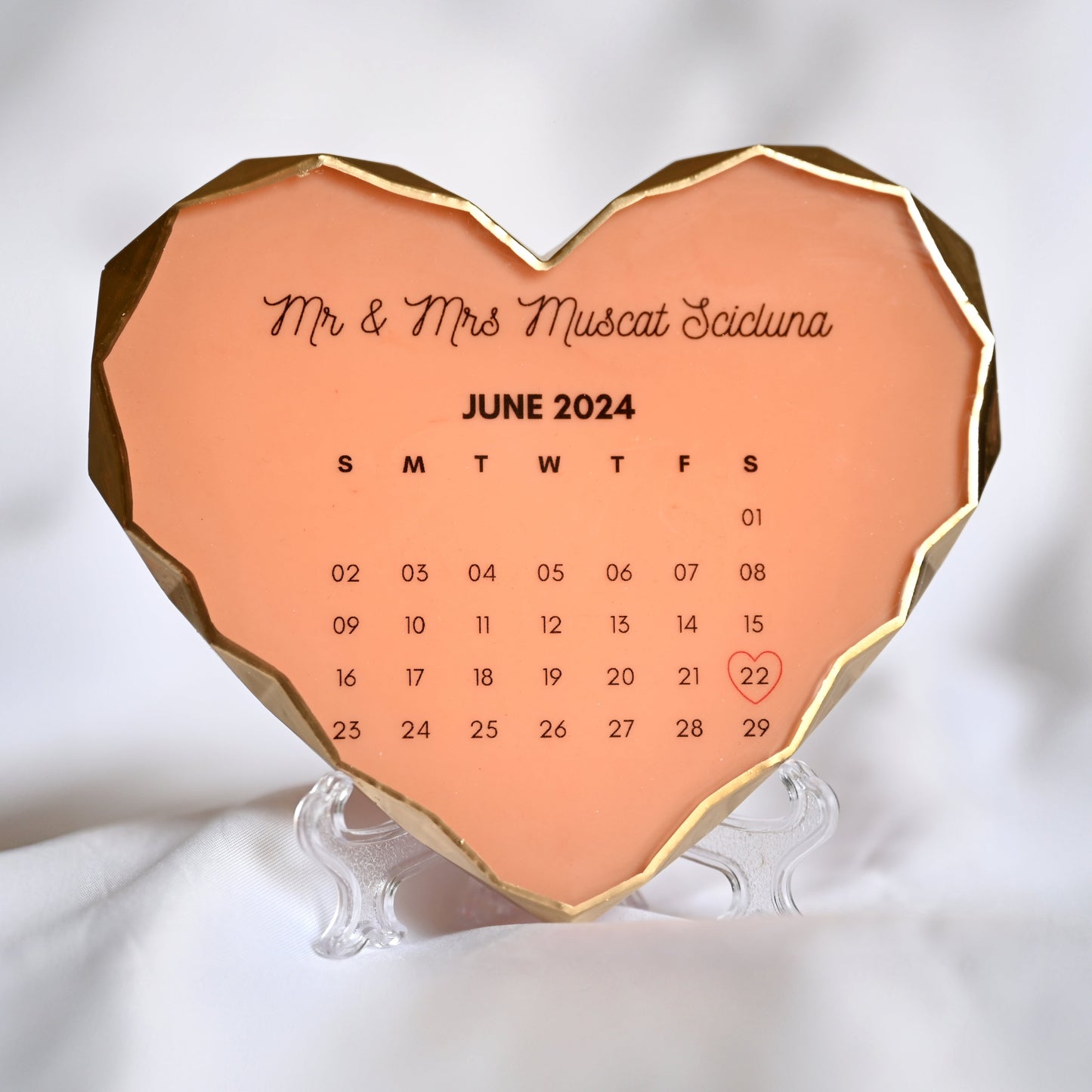 Personalised Calendar Heart | With Stand & Gift Box