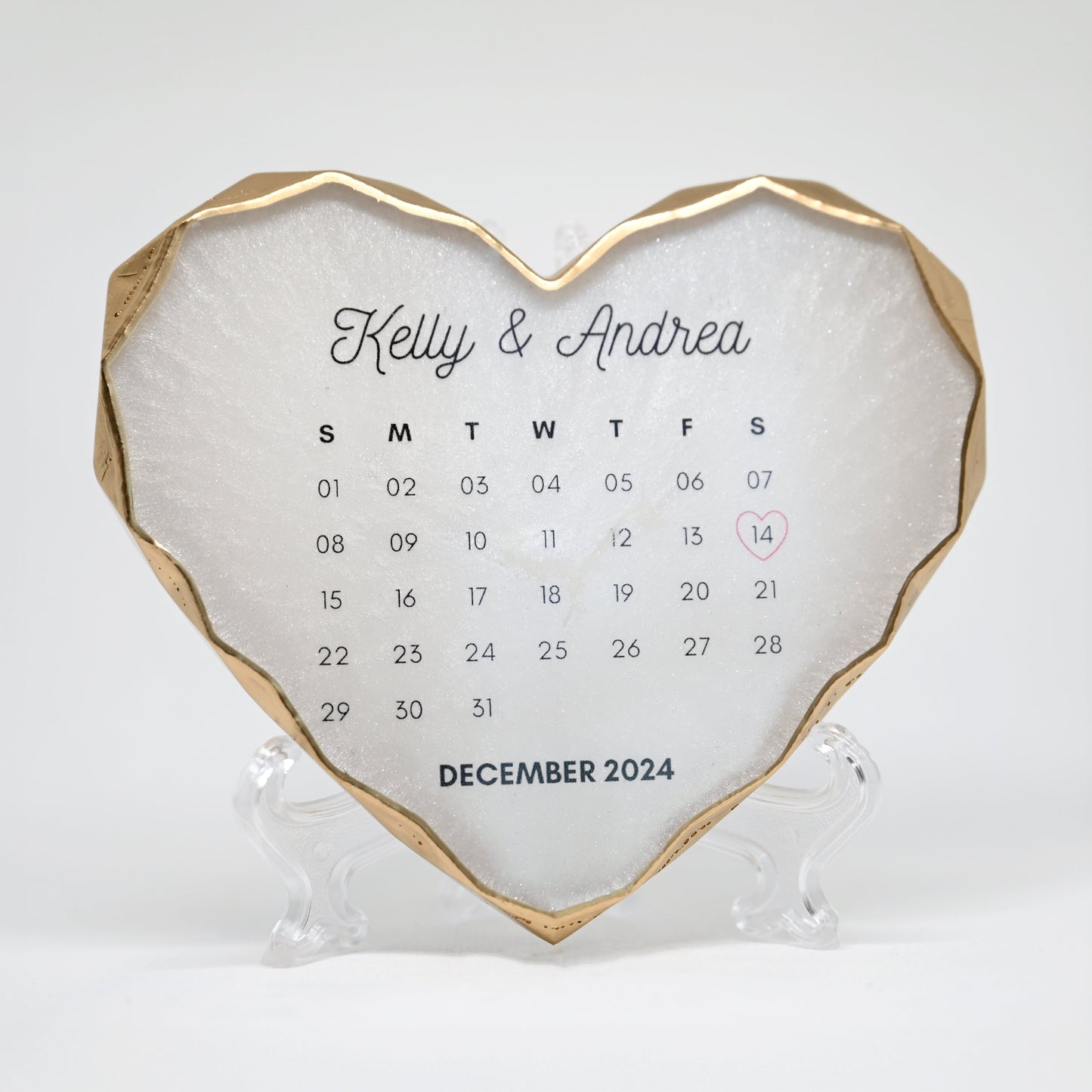 Personalised Calendar Heart | With Stand & Gift Box
