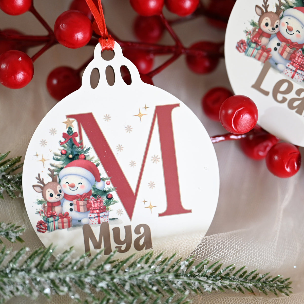 Personlised Christmas Baubles with Name | 9cm x 7.3cm