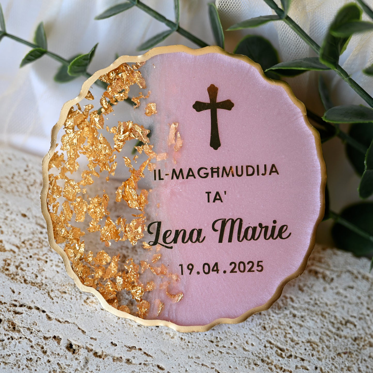 10cm Resin Coasters | Personalised Keepsakes | Organza Bags