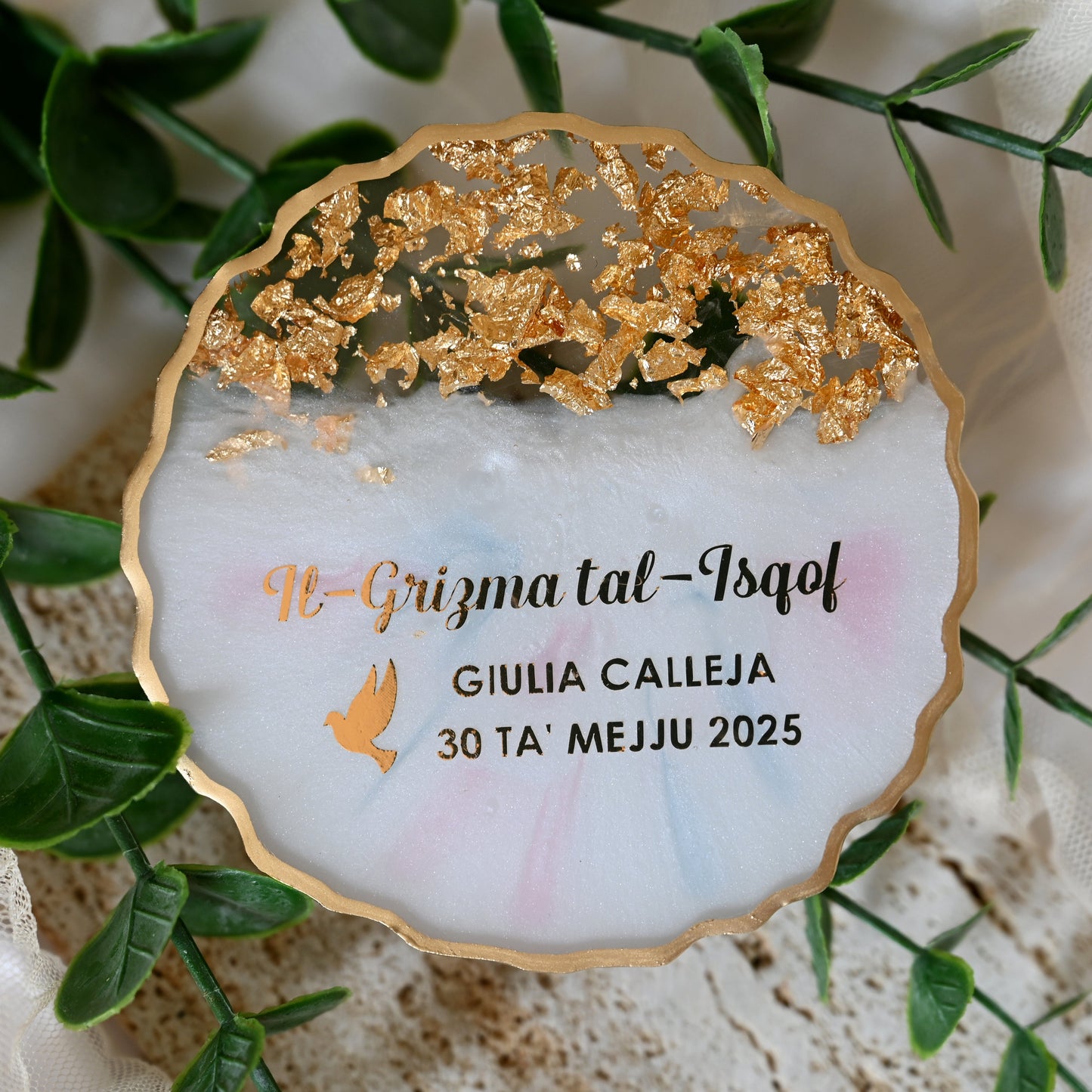 10cm Resin Coasters | Personalised Keepsakes | Organza Bags