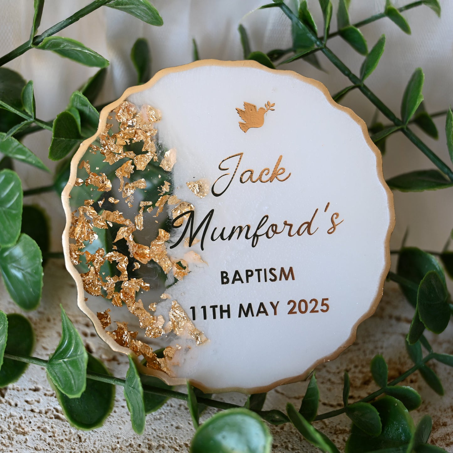 10cm Resin Coasters | Personalised Keepsakes | Organza Bags