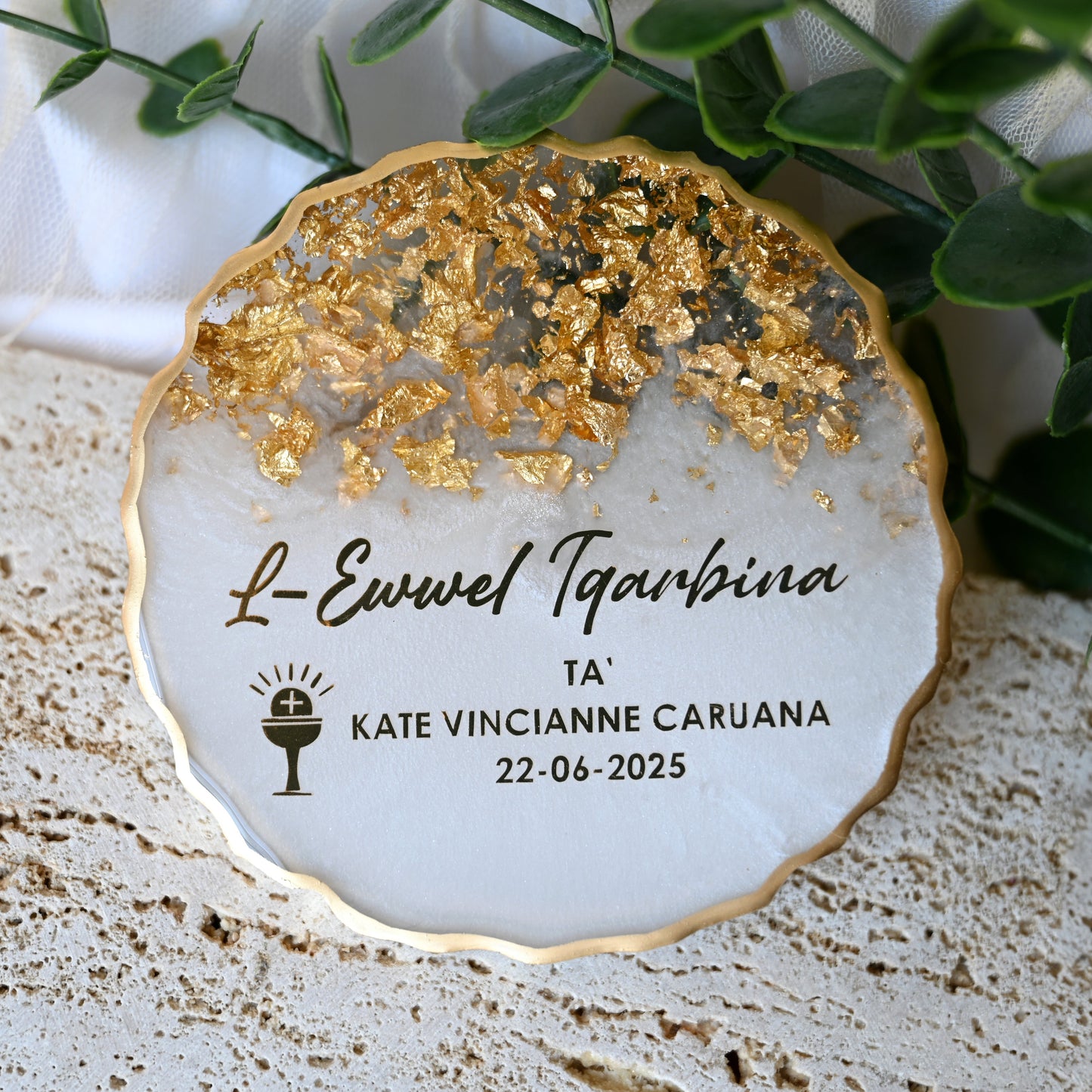 10cm Resin Coasters | Personalised Keepsakes | Organza Bags