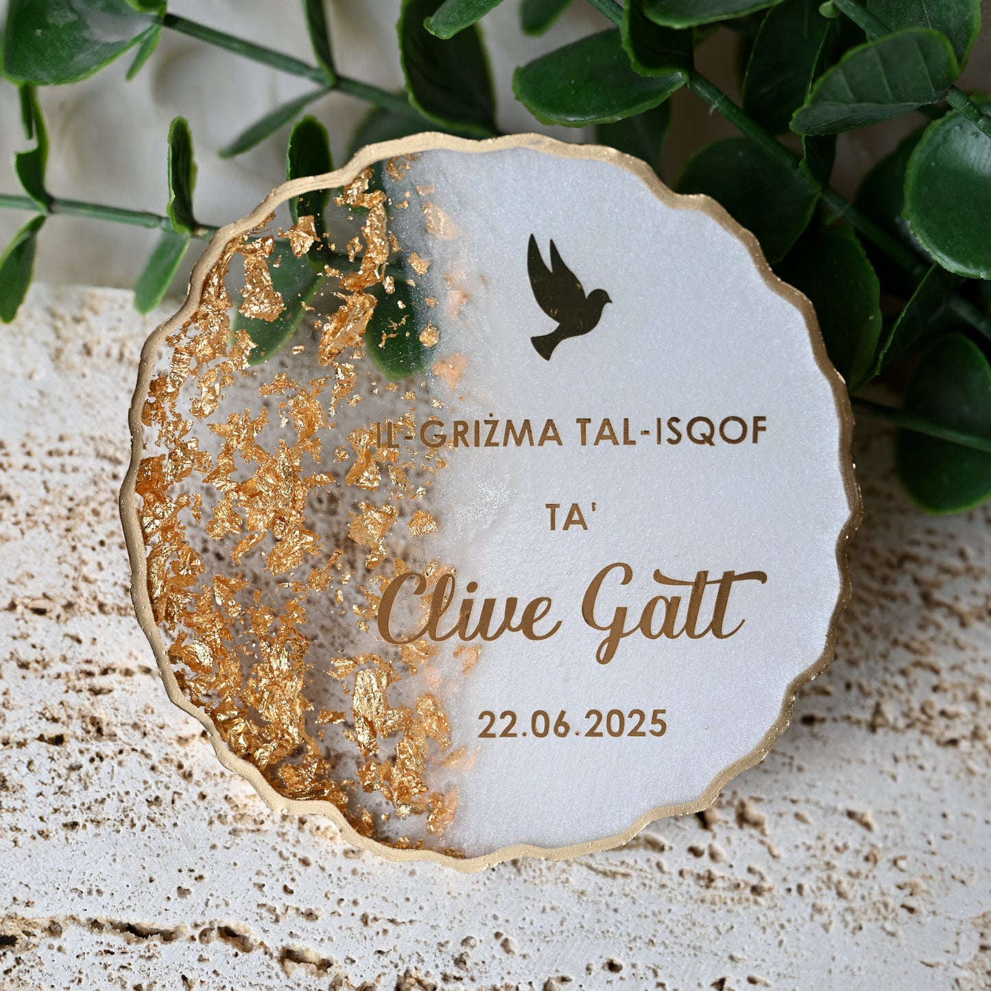 10cm Resin Coasters | Personalised Keepsakes | Organza Bags