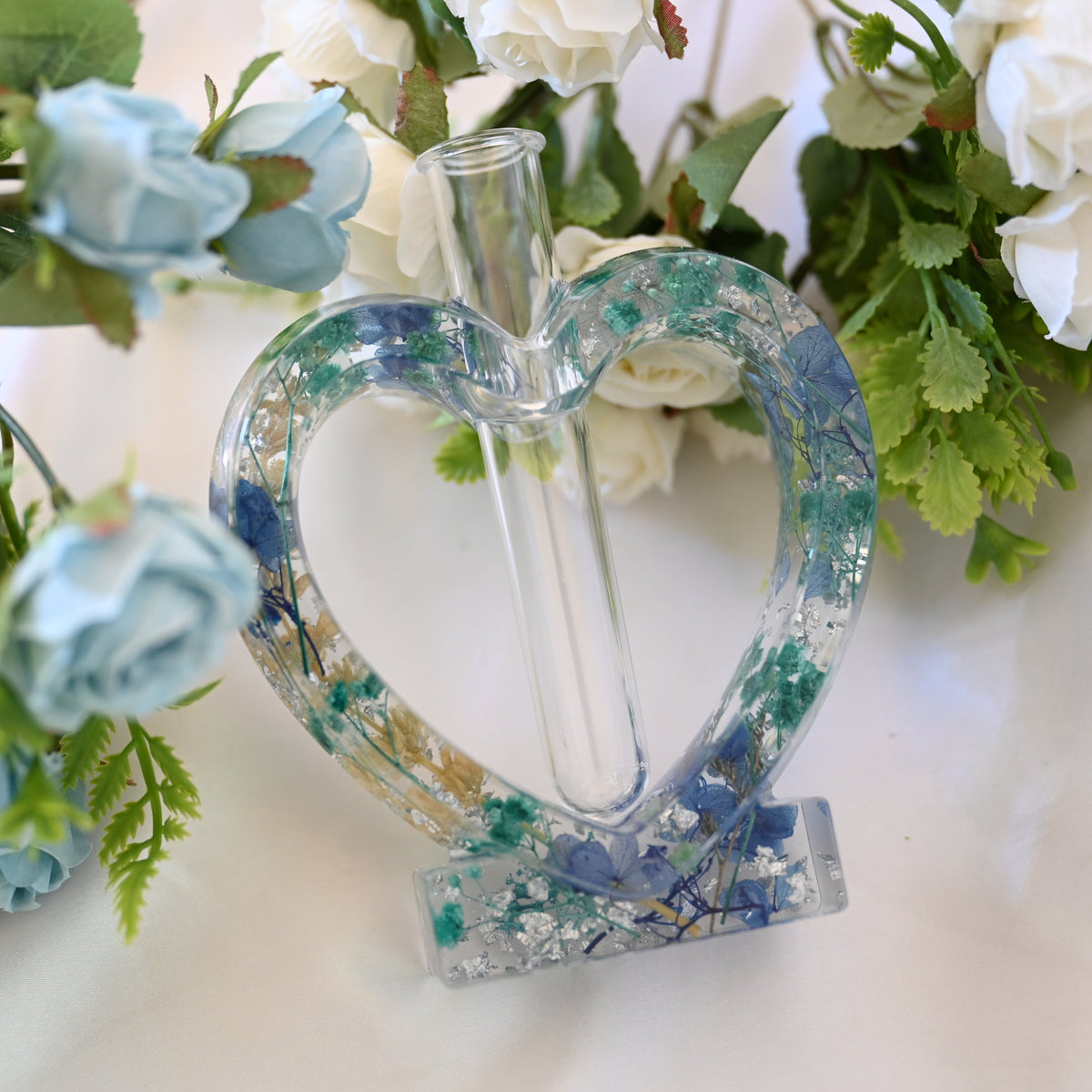 Heart Resin Vase | Real Dried Flowers | Custom Made