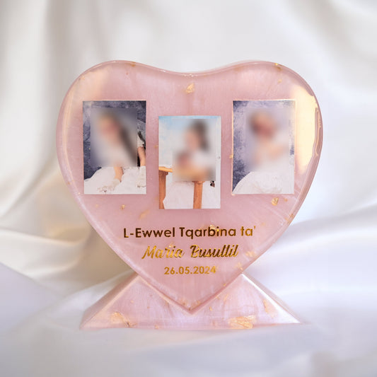 Freestanding Heart Photo Keepsake | Personalised Resin Gift