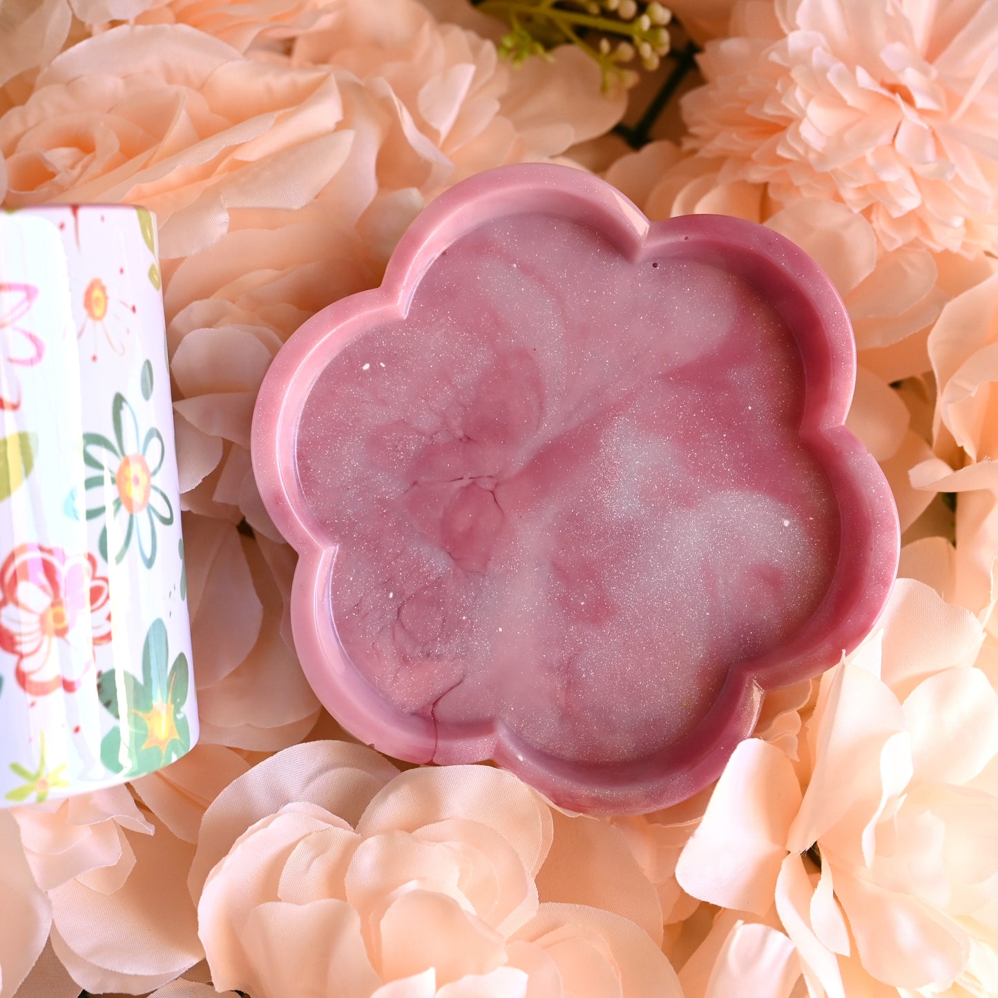 Mug & Resin Coaster Gift Box | Pink Floral Edition