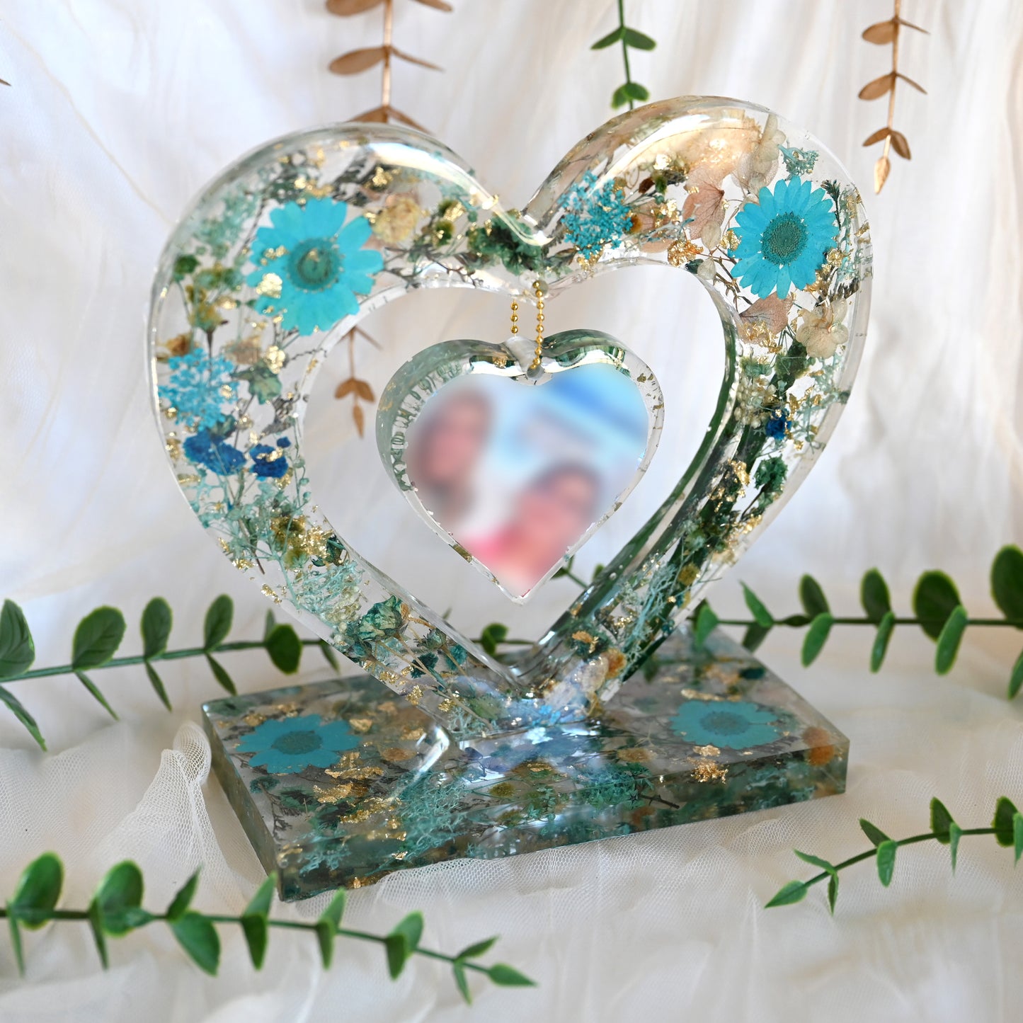 Personalised Heart Photo Keepsake | Dried Flower Edition