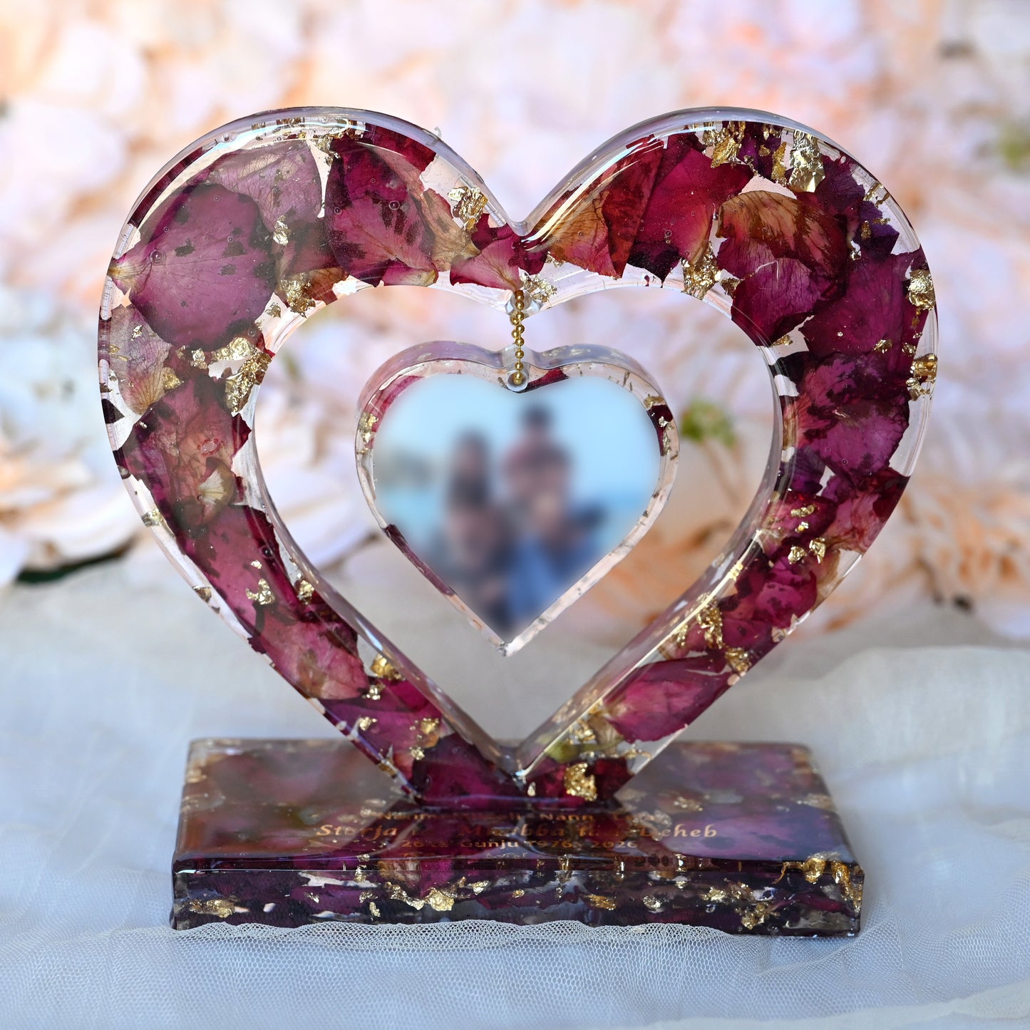Personalised Heart Photo Keepsake | Dried Flower Edition