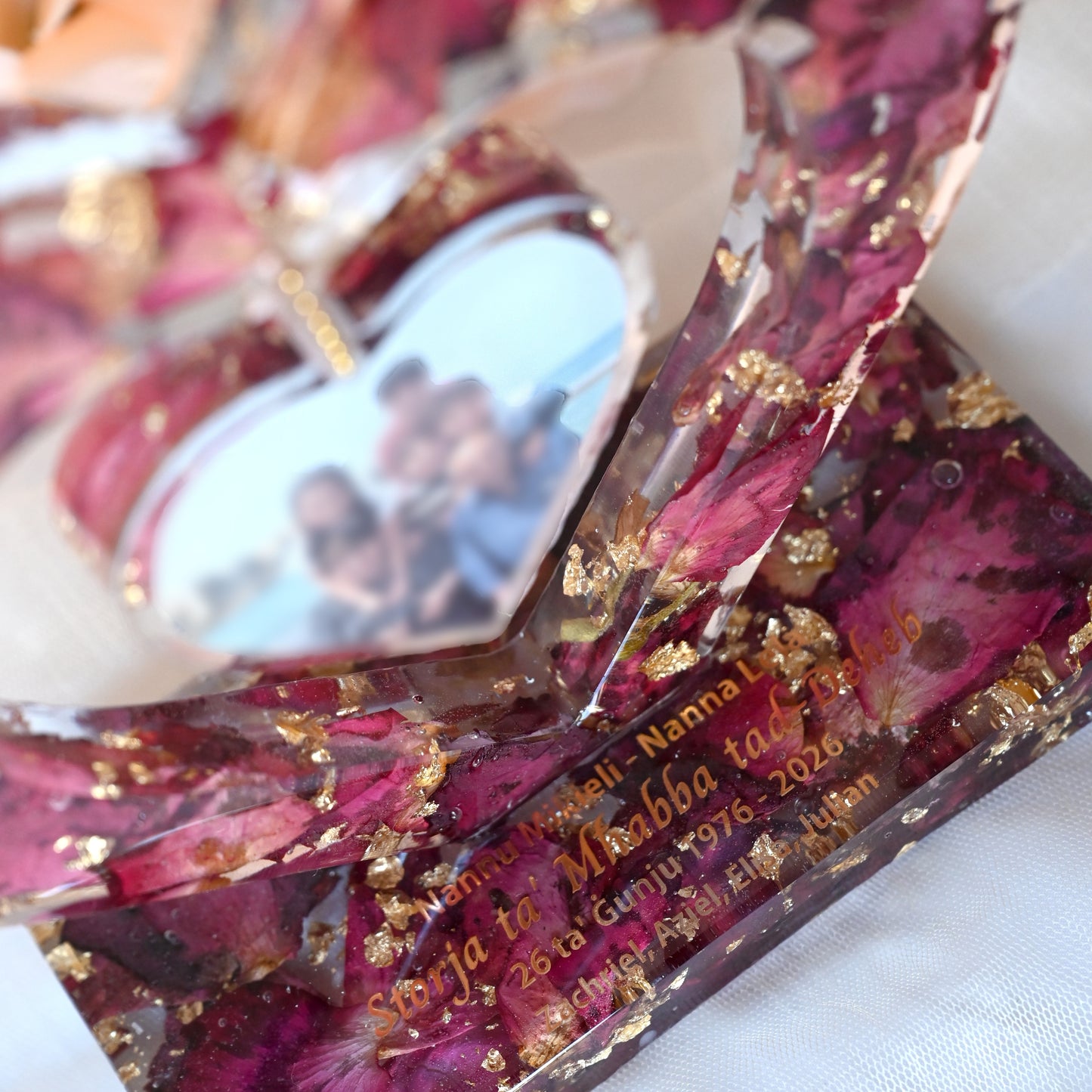 Personalised Heart Photo Keepsake | Dried Flower Edition