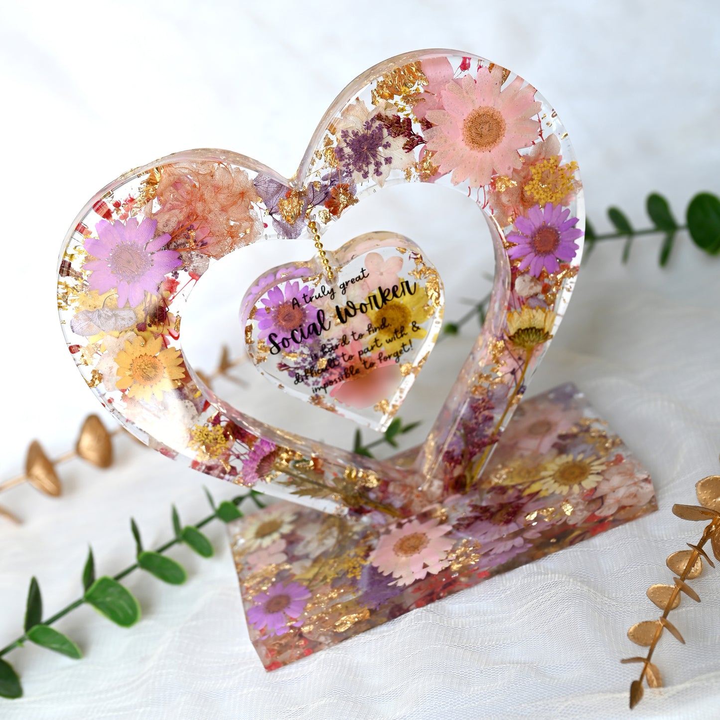 Personalised Heart Quote Keepsake | Dried Flower Edition