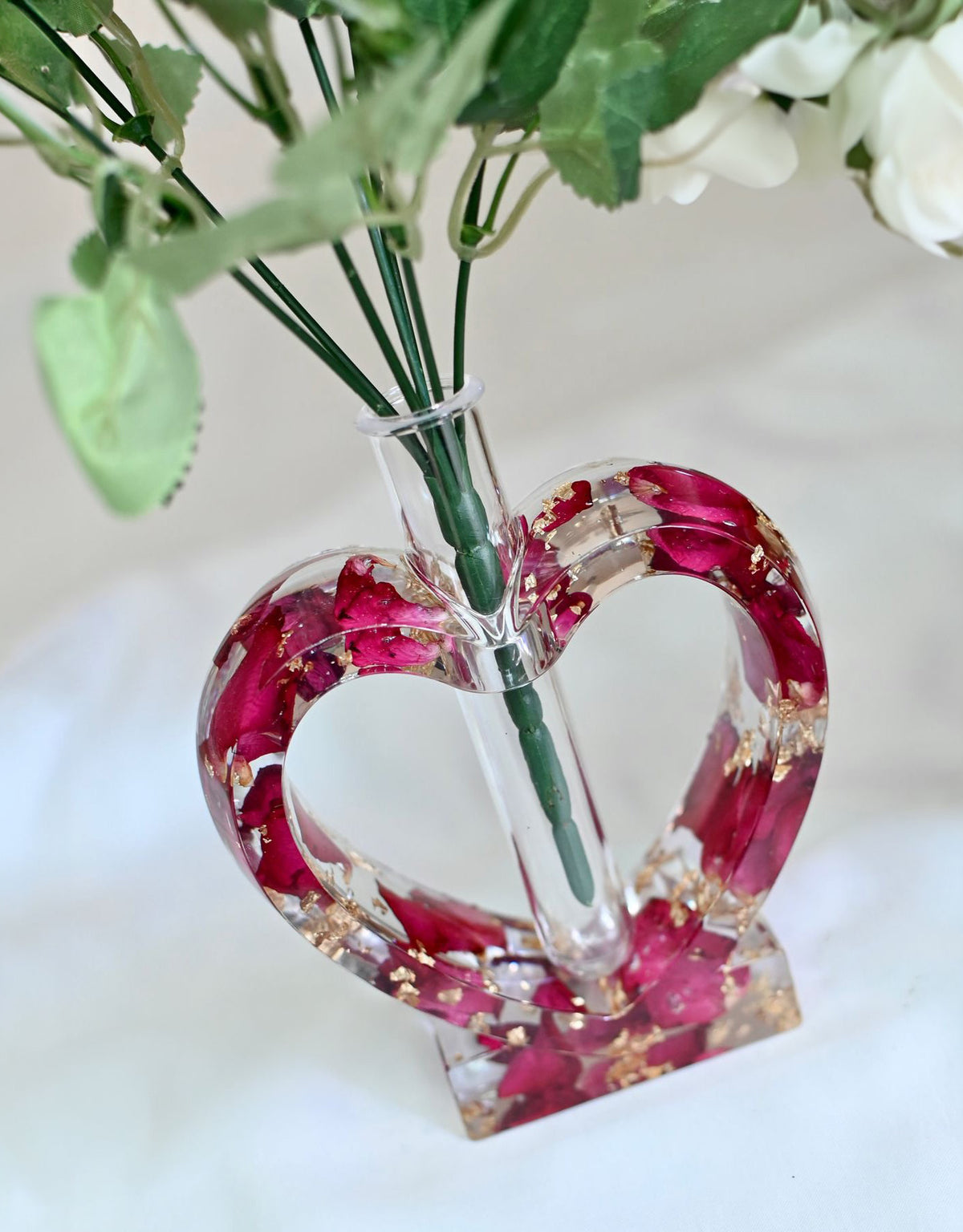 Heart Resin Vase | Real Dried Flowers | Custom Made