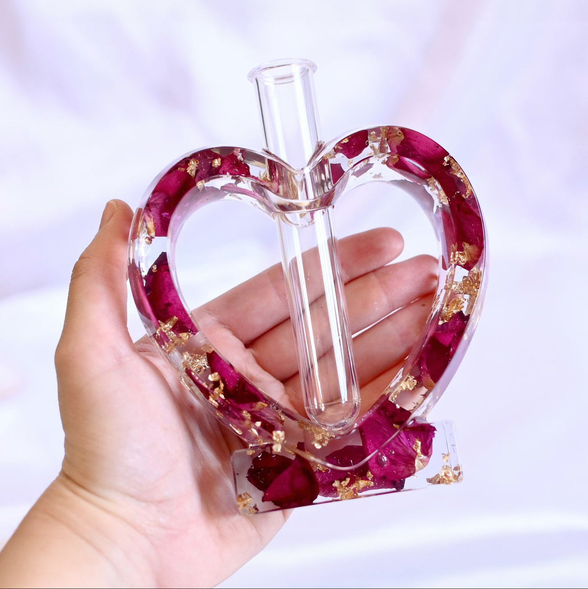 Heart Resin Vase | Real Dried Flowers | Custom Made