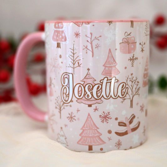 Personalised Pink Christmas Mug | Custom Made