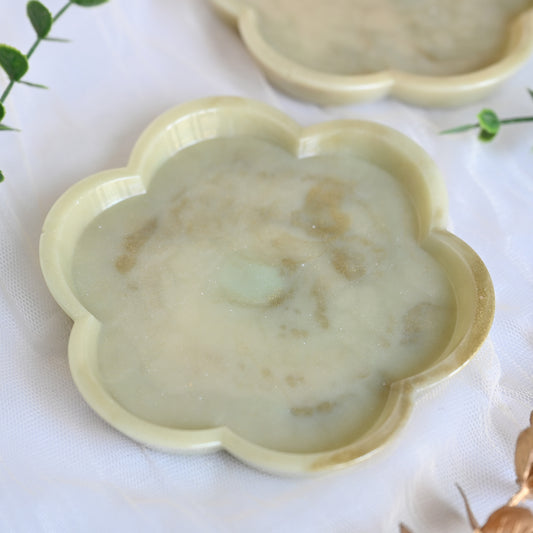 Handmade Resin Flower Coasters | Set of 2 in Sage | Ready to Ship