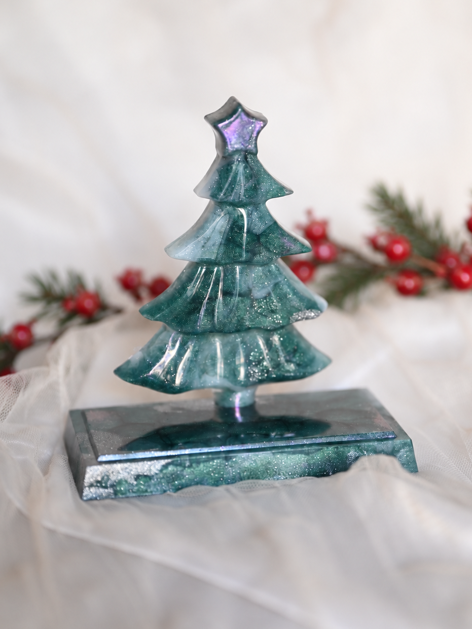 Freestanding Christmas Tree in Teal Green, White & Silver | Ready to Ship