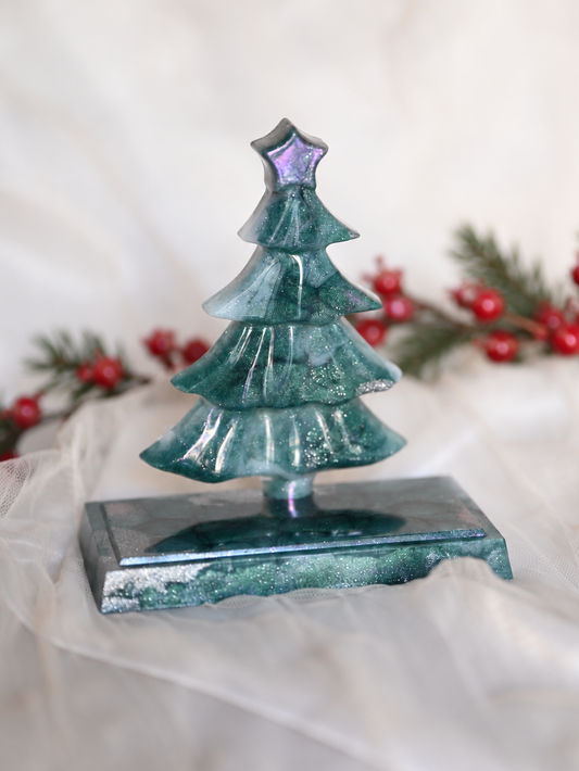 Freestanding Christmas Tree in Teal Green, White & Silver | Ready to Ship