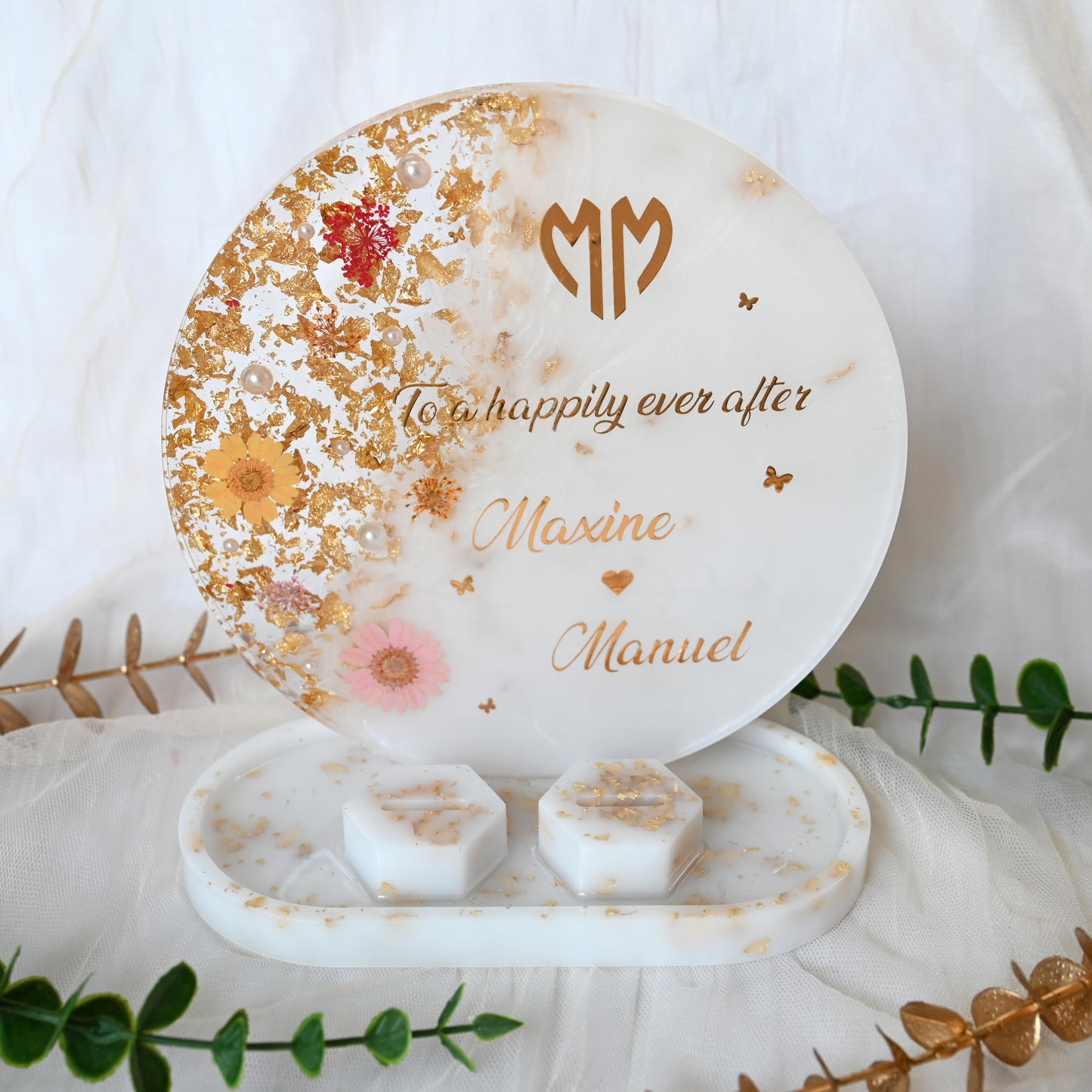 Personalised Wedding Resin Frame | Jewellery Tray & Ring Holders