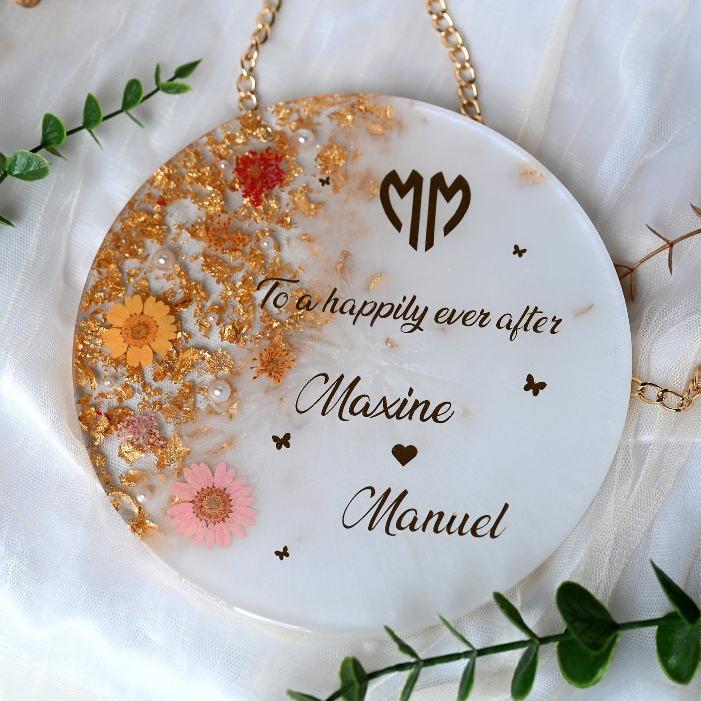 Personalised Wedding Resin Frame | Hanging Chain Included