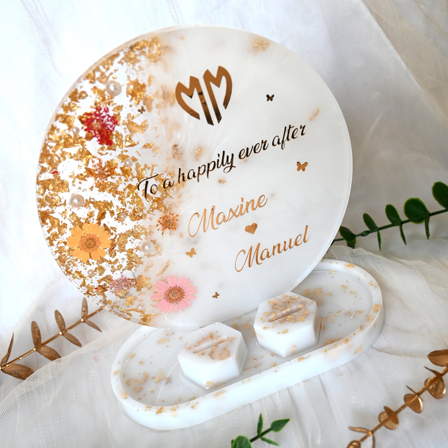 Personalised Wedding Resin Frame | Jewellery Tray & Ring Holders