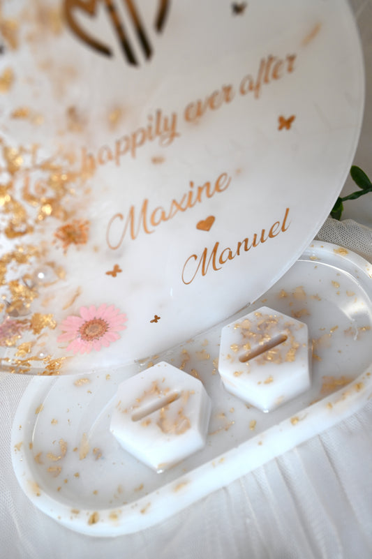 Personalised Wedding Resin Frame | Jewellery Tray & Ring Holders