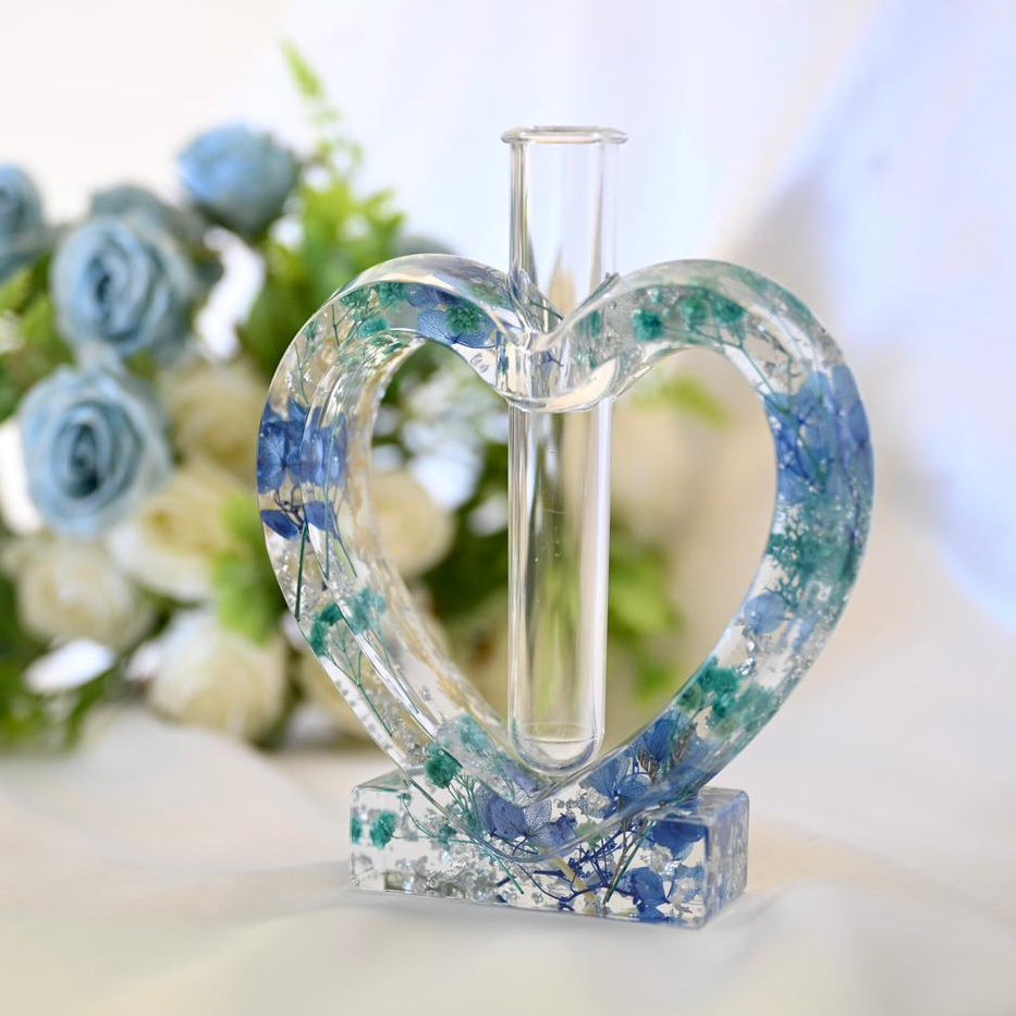 Heart Resin Vase | Real Dried Flowers | Custom Made
