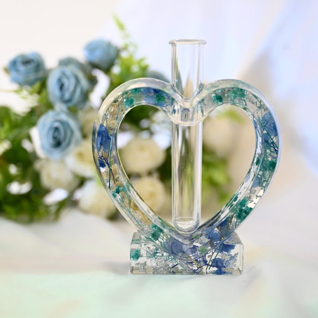 Heart Resin Vase | Real Dried Flowers | Custom Made