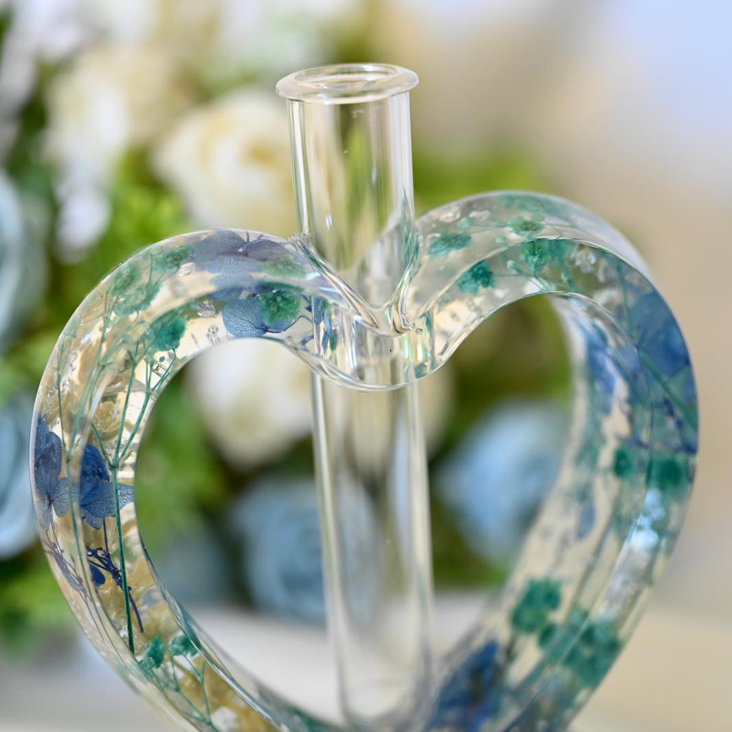 Heart Resin Vase | Real Dried Flowers | Custom Made