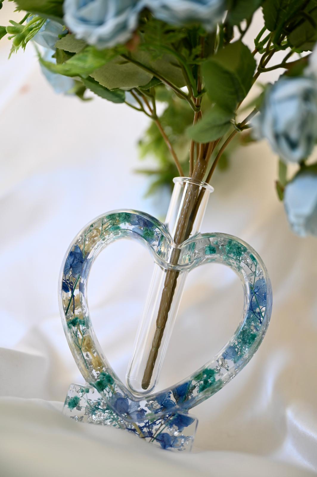 Heart Resin Vase | Real Dried Flowers | Custom Made