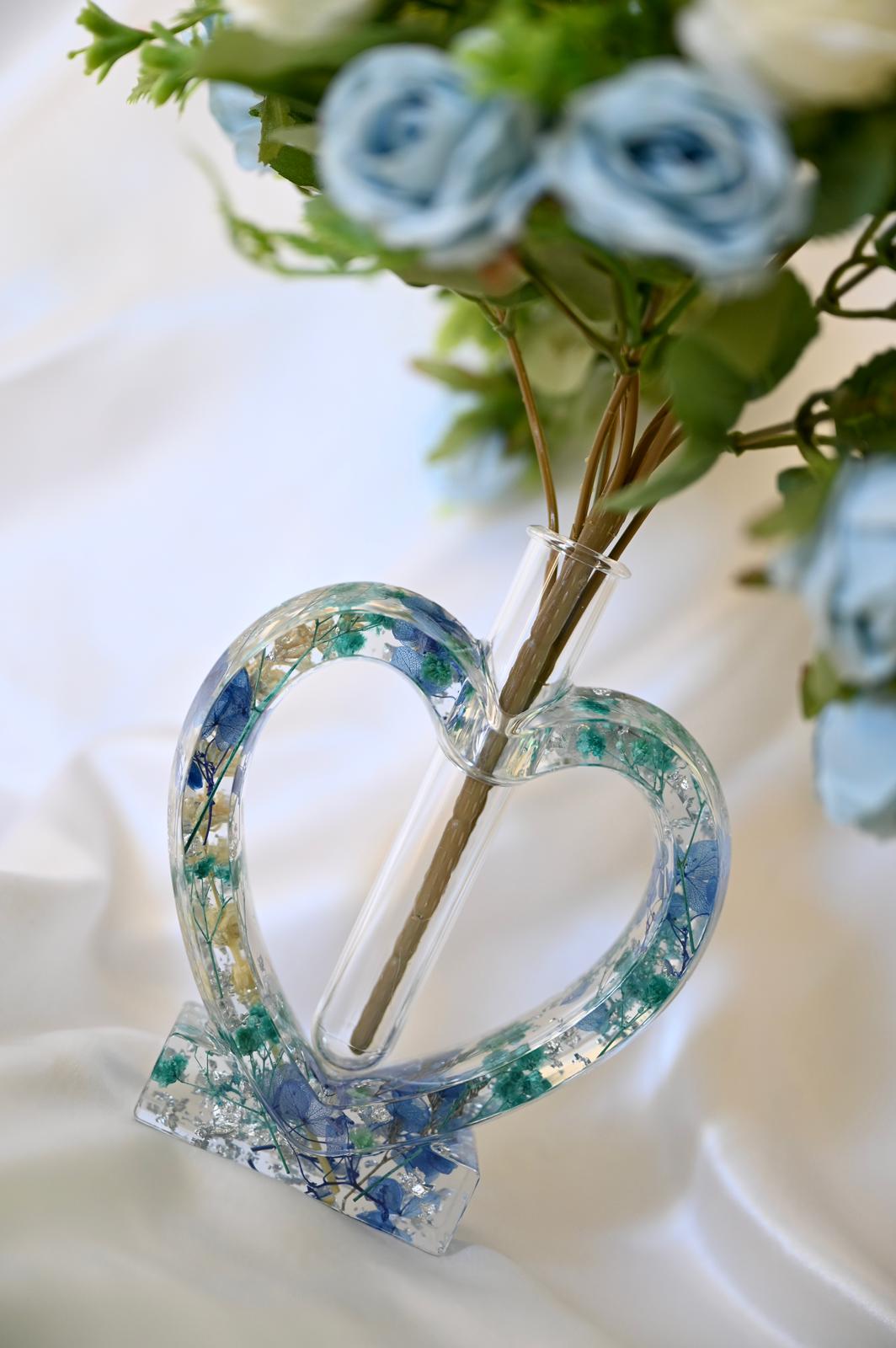 Heart Resin Vase | Real Dried Flowers | Custom Made